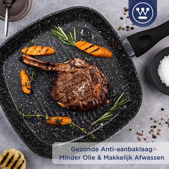 Westinghouse Poêle à griller - Ø 28 cm - Induction - Sans PFOA - Marbre noir