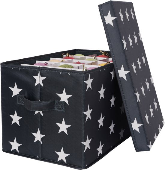 Boîte de rangement pour boules de Noël - pour 30 boules - avec étiquette - gris