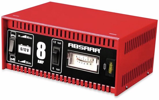 Chargeur de batterie Absaar 6/12 V 8 A - pour voiture et moto - boîtier métallique