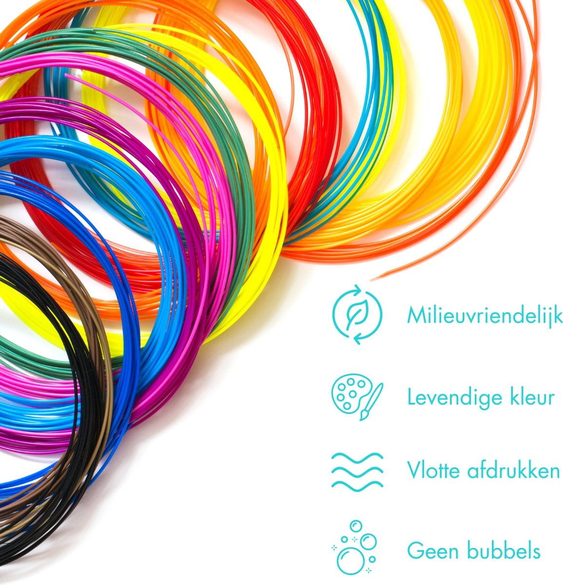 MM Brands 3D Pen Refills - Filament PLA & ABS - 10 couleurs - 100 mètres - Recharge pour stylo 3D - Convient à tous les stylos 3D