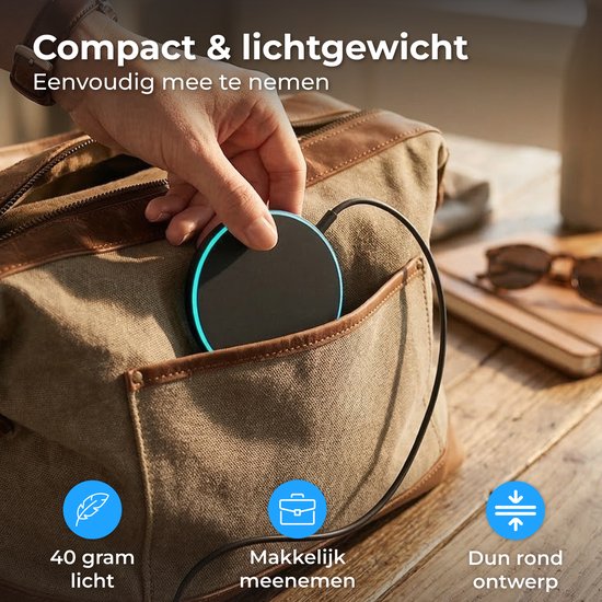 Chargeur sans fil Nuvance 15 W - Chargeur sans fil - Compatible MagSafe - USB-C - Chargeur rapide - Chargeur sans fil - Noir