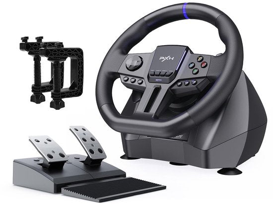 PXN - V900 Gen 2 - Volant de course - Avec pédales et palettes - 270 / 900° - Volant de jeu - Compatible avec PS4 - PC - PS3 - Switch - Xbox Series X/S