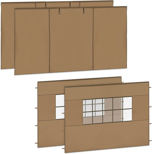 Ensemble de parois latérales VONROC - 3 x 4,5 m - Pour tente de réception Premium PT502XX - Imperméable - Protection UV 50+ - Beige