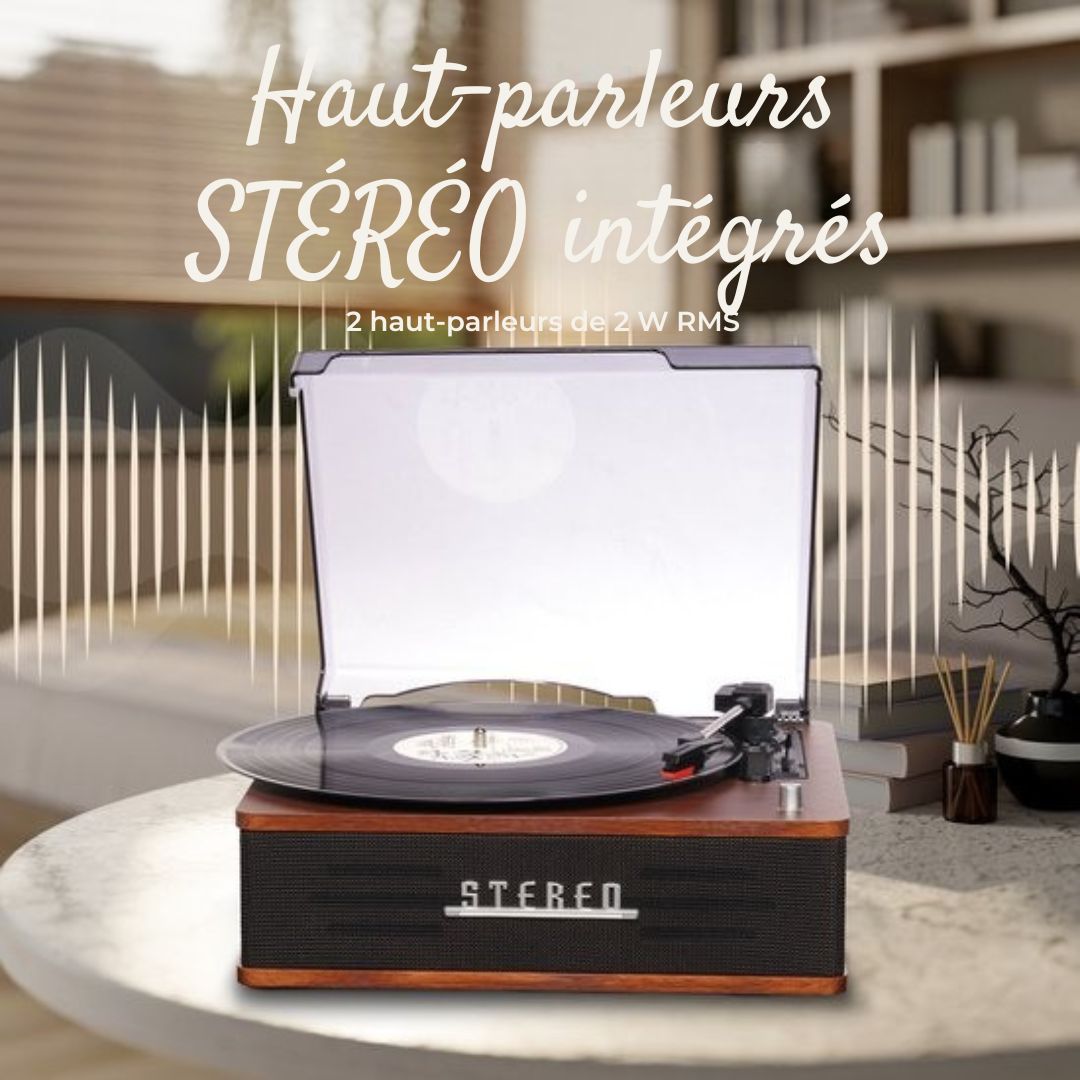 Lecteur de disques Denver - Haut-parleurs intégrés - Rétro - Arrêt automatique - Bluetooth - VPB262 - noir