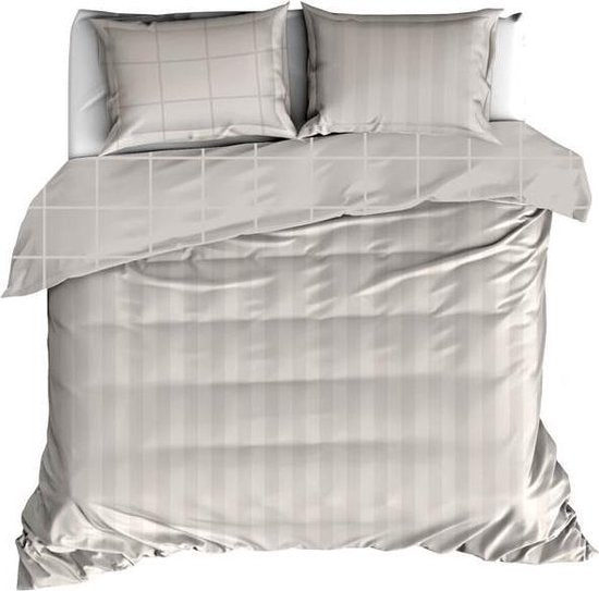 Housse de couette De Witte Lietaer en satin de coton Zygo - Format hôtel - 260 x 240 cm - Taupe