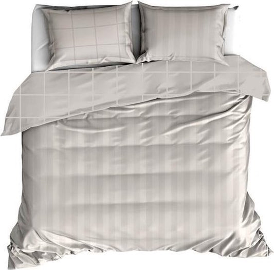 Housse de couette De Witte Lietaer en satin de coton Zygo - Format hôtel - 260 x 240 cm - Taupe