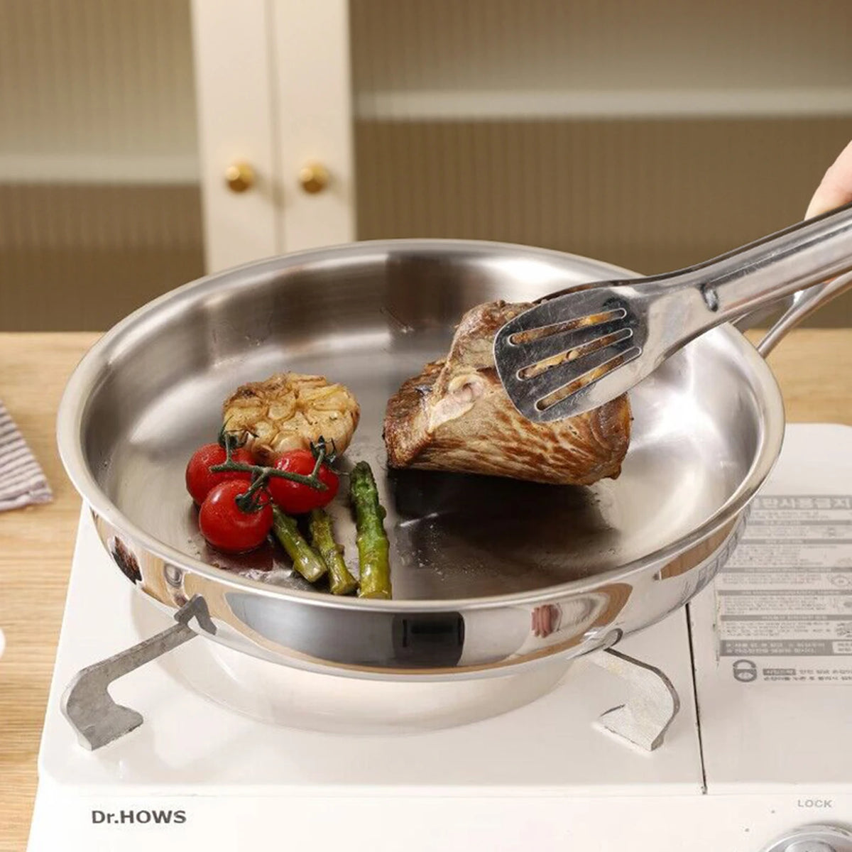 Poêle PURECOOK en acier inoxydable à triple épaisseur, 28 cm - Acier inoxydable 304 - Argent - Compatible avec tous les types de plaques de cuisson