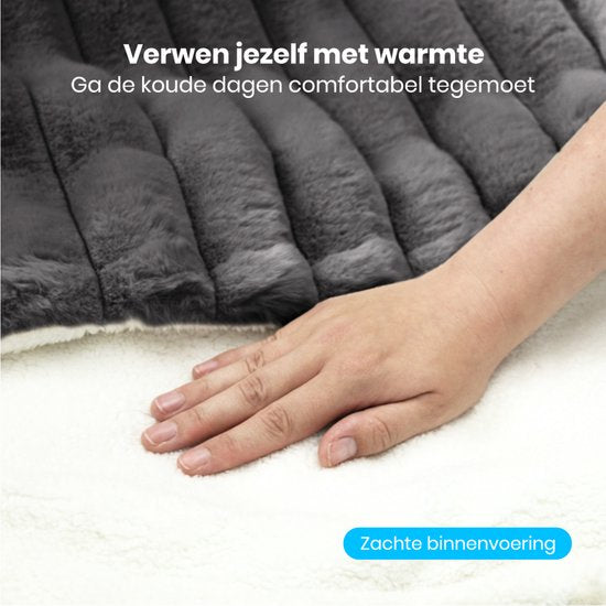 Couverture électrique Auronic - 160 x 120cm - Couverture chauffante - 1 personne - 3 niveaux de chaleur - Peluche - Couverture chauffante - Anthracite