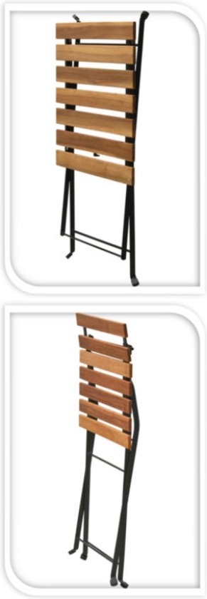 Ambiance Ensemble bistrot -2 chaises 39x44xH79 cm1 table 55x54xH71cm- aspect teck- pliable -métal -bois FSC