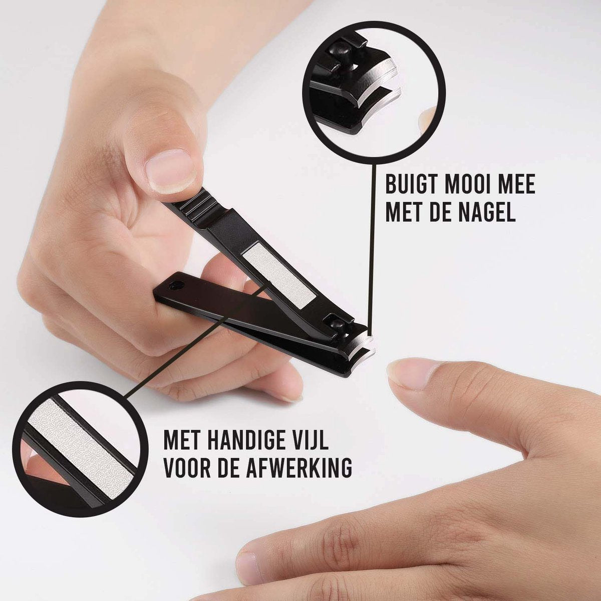 Podec set de coupe-ongles 2 pièces noir - ongles des mains et des pieds - acier inoxydable