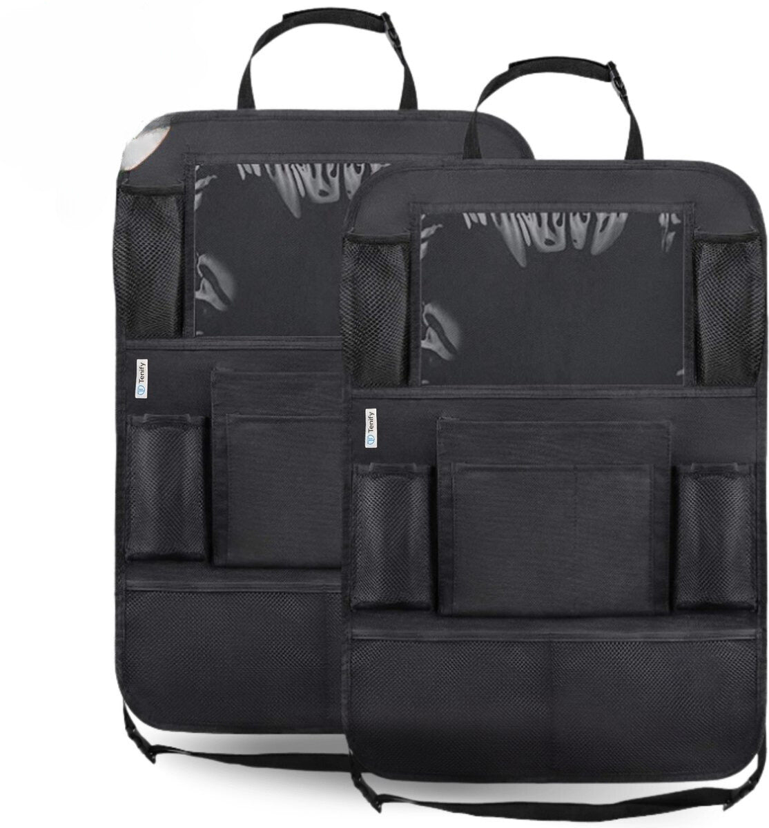 Premium Luxury & Sturdy Car Organiser with Tablet Holder - Set of 2 - Extra Storage - Protector - Car Seat - Accessories
