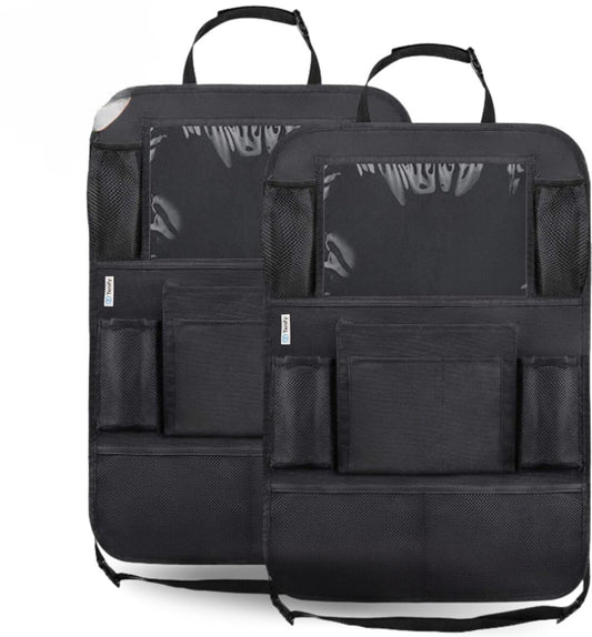 Premium Luxury & Sturdy Car Organiser with Tablet Holder - Set of 2 - Extra Storage - Protector - Car Seat - Accessories
