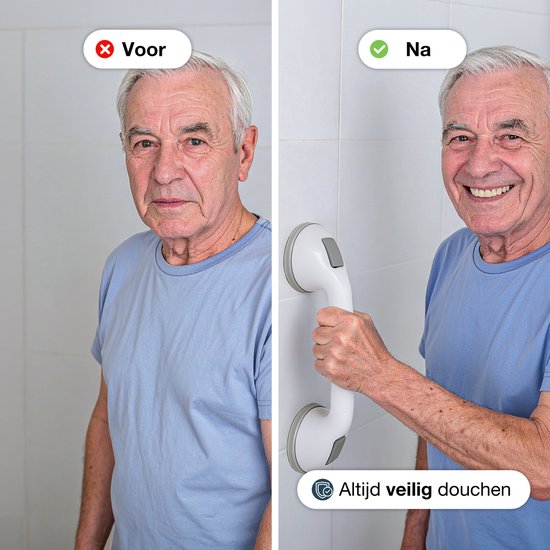 Poignée Luft avec ventouse - Pour la douche - 2 pièces - Poignée de douche pour la salle de bain - Barre murale - Modèle extra sûr et solide - 40cm - Luft - Poignée de salle de bain
