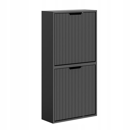 SoBuy FSR204-SCH Armoire à chaussures suspendue avec 2 portes battantes pour l'entrée - MDF noir - 50 x 19 x 99 cm