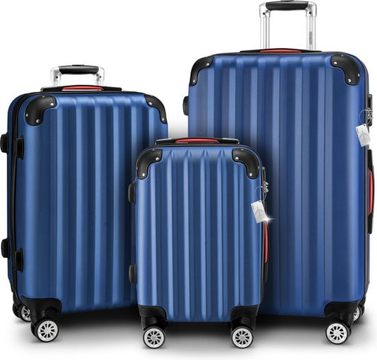 Set de valises MONZANA - Valise M L XL 3-pièces Hardcase Hand Luggage - Bleu marine
