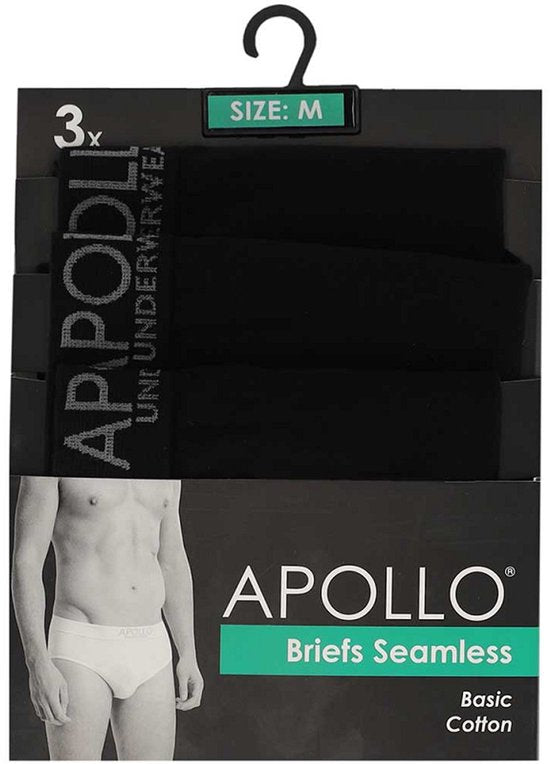 Slip homme Apollo - 3 packs - taille XXL - noir uni