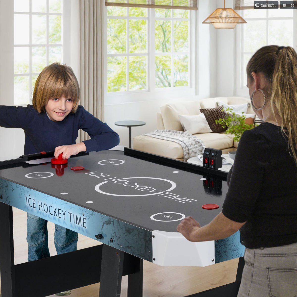 Coast Table de Air hockey pliable - Noir - 144x68x79 cm - Affichage LED & Moteur 12V