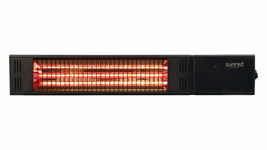 Sunred - Dark line - Noir - Modèle mural - Chauffage de terrasse - Technologie Carbon Rose Gold - 2500 W - ECO - 3 réglages - Télécommande - Chauffage électrique