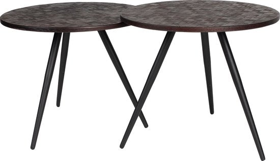 Housecraft Living Webster : table d'appoint ronde en teck brun - lot de 2