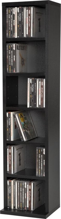 tectake® - Présentoir CD DVD - Présentoir CD - vertical - noir - 90x21x16 cm - 401701