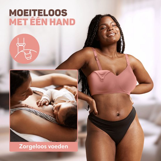 Vulpes Goods® BabyCare - Soutien-gorge d'allaitement sans armature - Soutien-gorge de maternité - Soutien-gorge de nuit - Soutien-gorge d'allaitement sans couture - bretelle réglable - tissu ultra doux - rembourrage amovible - devant avec rabat - pratique