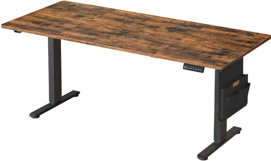 Bureau assis-debout électrique Ochama 180 x 80 cm - Noir-marron - 72-120 cm - Fonction mémoire