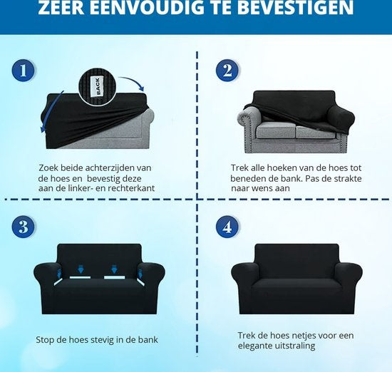 WITTS Housse de canapé - Housse de canapé 3 places - Housse de canapé Stretch - Protecteur de canapé