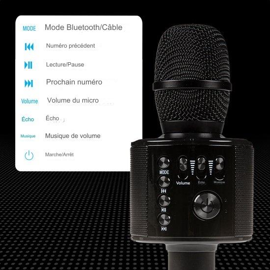 Microphone Karaoke - Auronic - Micro karaoke - Pour enfants et adultes - Bluetooth - Sans fil - avec haut-parleur - Noir