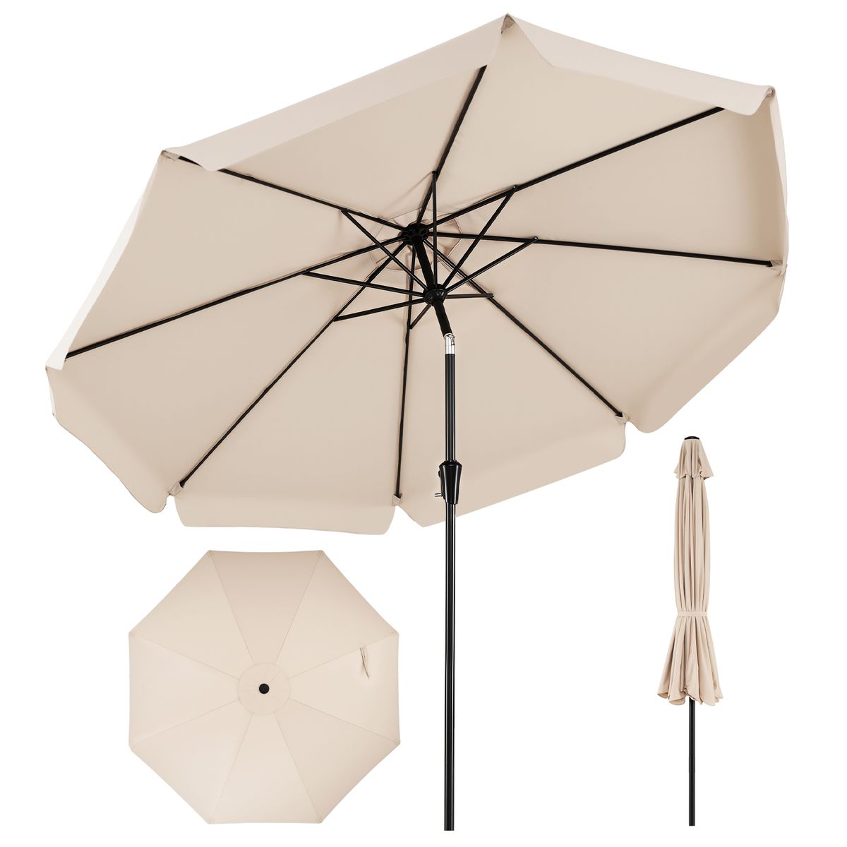 Parasol Coast inclinable - 3 mètres de diamètre - mât métallique - beige