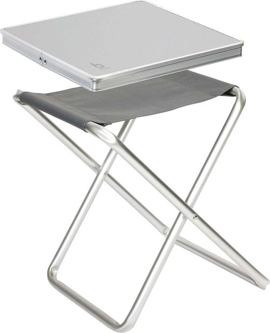Bo-Camp - Tabouret + tablette - Pliable - Gris