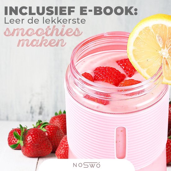 Noswo Blender To Go - Blender portable - Blender portable - Mini Blender pour les déplacements - Smoothie Maker - Blender sans fil - Rose