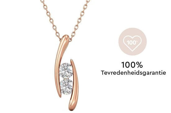 Yolora Collier pour dames avec pendentif - Cristaux Kalpa Camaka - couleur Ros� - plaqué or Ros� 18K