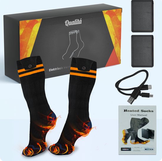 Qualitá Chaussettes chauffantes - Chaussettes électriques - Chaussettes de ski - Chaussettes chauffantes électriques - Chaussettes chauffantes - Taille L - 41-46