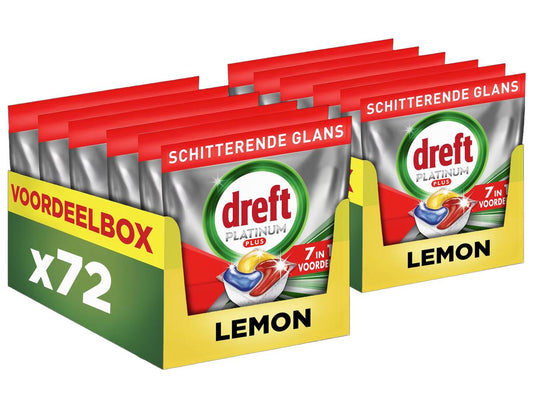 Tablettes pour lave-vaisselle Dreft Platinum Plus - Parfum citron - 72 pièces - 144e offre