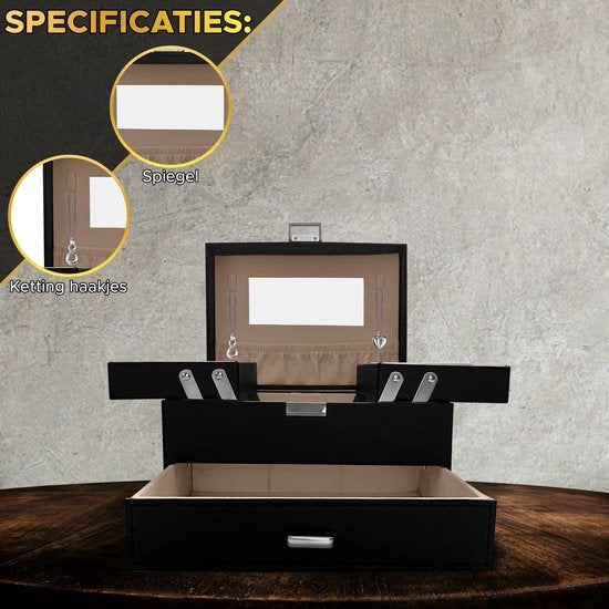 Boîte à bijoux Toivo avec miroir - simili cuir végétal - Porte-bijoux - Boîte à bijoux - Porte-bijoux - Boîte à bijoux - Boîte à bijoux - Boîtes à bijoux