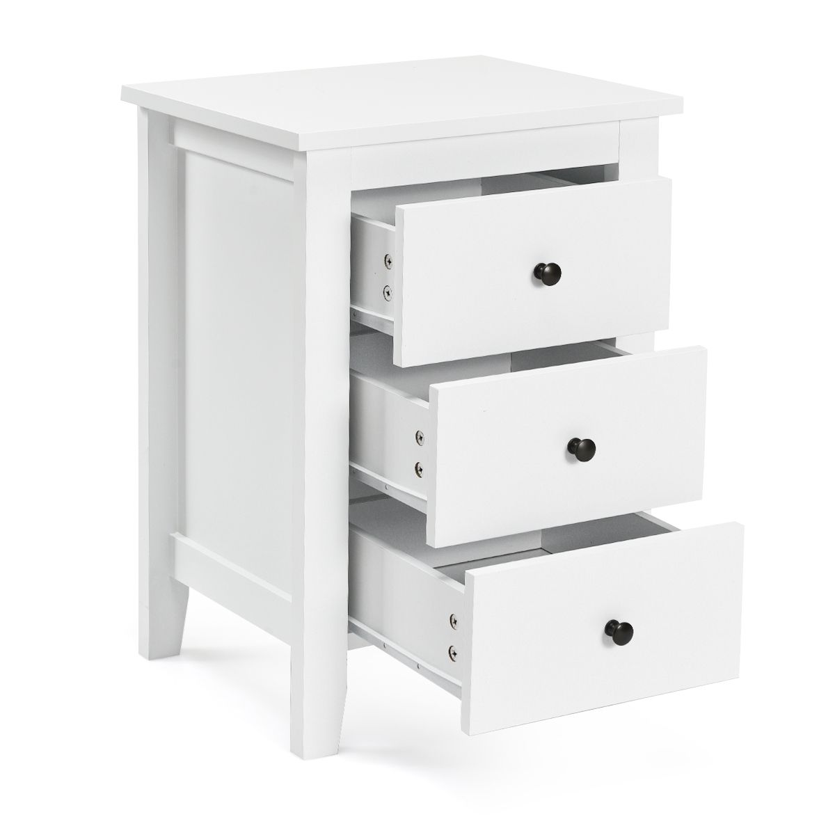 Coast Bedside Table with 3 Drawers Modern - White - 46 x 37 x 65 cm - Stylish & Spacious Storage
