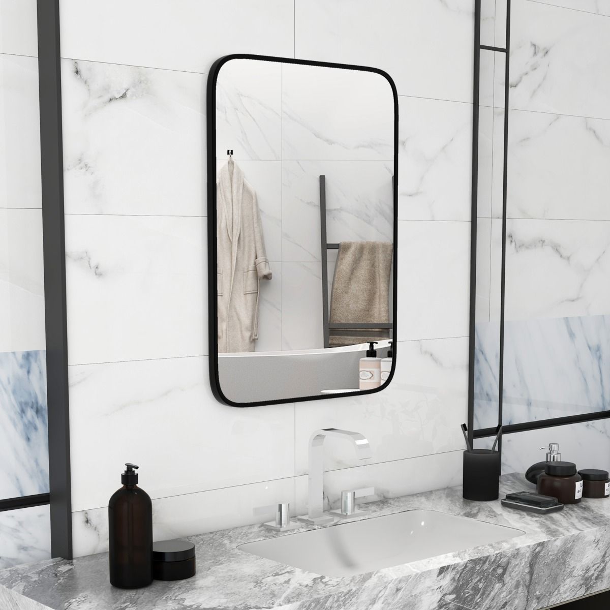 Miroir de salle de bain Coast - Rectangulaire - 70 x 50 cm - Noir