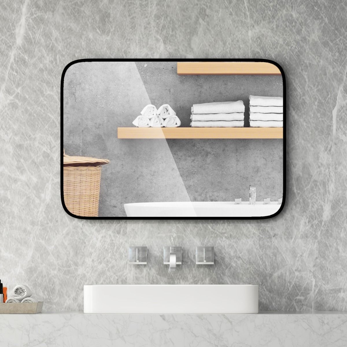 Miroir de salle de bain Coast - Rectangulaire - 70 x 50 cm - Noir