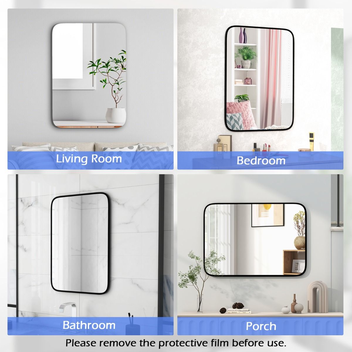 Miroir de salle de bain Coast - Rectangulaire - 70 x 50 cm - Noir