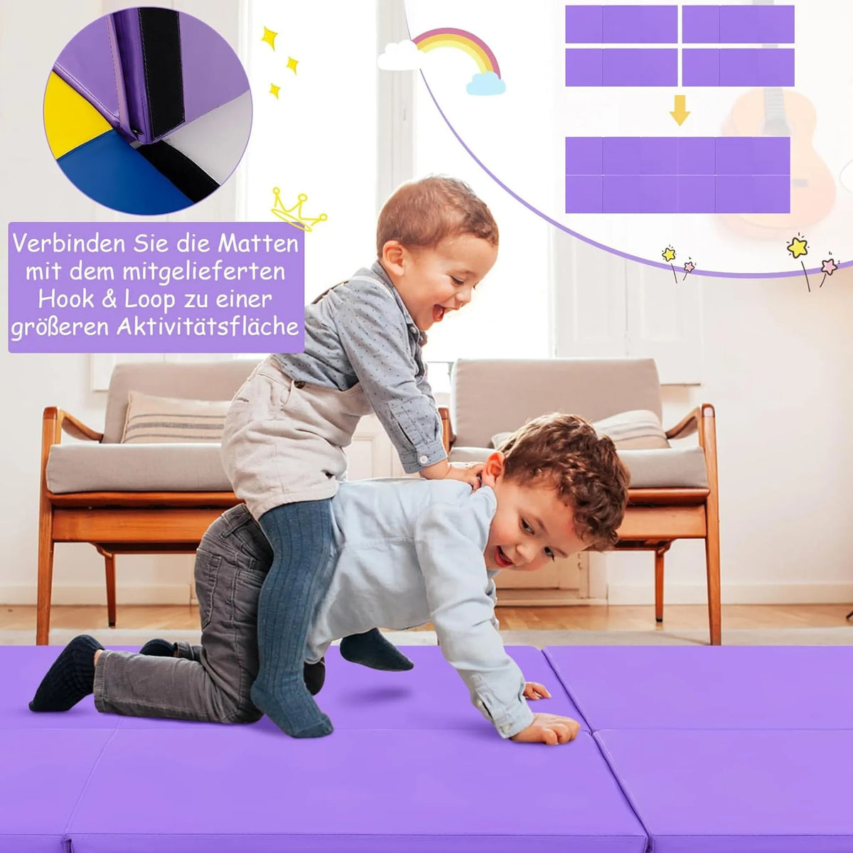 Tapis d'exercice Coast - pliable et velcro - 7,5 kg - 180 x 60 x 5 cm - violet