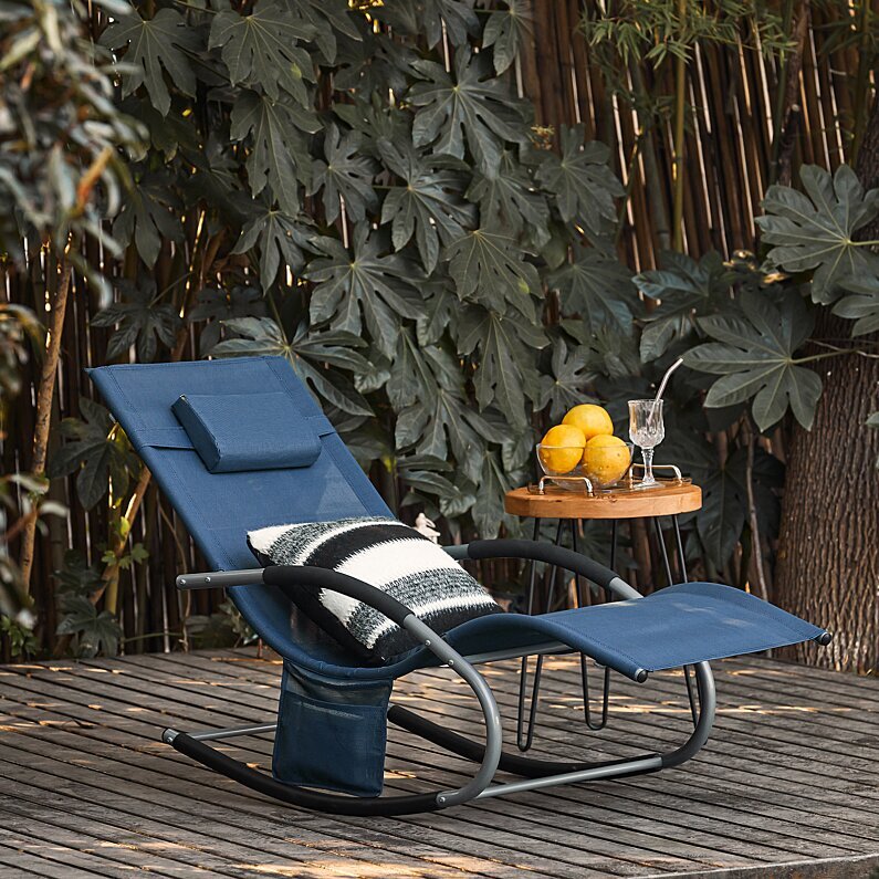 SoBuy - Chaise longue Chaise de jardin - bleu marine