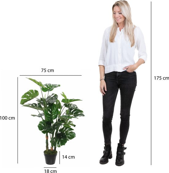 Plante Artificielle Monstera - Mica Decorations - H100 x Ø75 cm - Vert