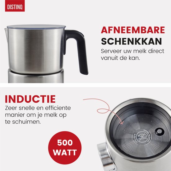 DistinQ® Milk Frother - Mousseur à lait électrique à induction avec affichage - Mousseur à lait électrique lavable au lave-vaisselle - Pour mousser et chauffer