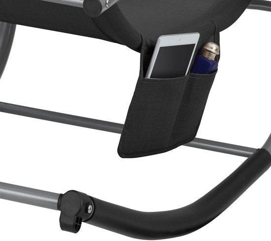 tectake® Lounger Taya - Chaise longue ergonomique pour le jardin, la terrasse, le balcon - Fauteuil de relaxation avec fonction de balancement - Chaise de jardin avec accoudoirs confortables, appui-tête et compartiment de rangement - Résistant aux intempé