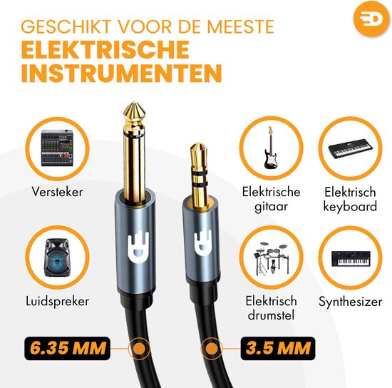 Drivv. Câble Premium 3.5 mm Jack vers Dual 6.35 mm - 2 mètres