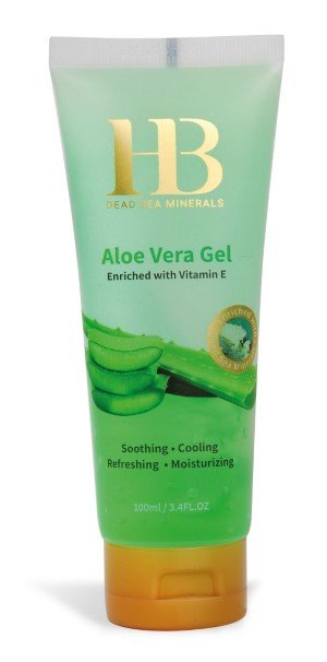 Gel d'aloe vera HB 100 ml - Rafraîchissant et réparateur - Sel de la mer Morte et vitamine E
