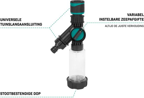 VONROC 3K Full Carbon Telescopic Wash Brush - 7.5 metres - Incluant une tête de brosse à 5 niveaux, un tuyau d'arrosage de 11m et un distributeur de savon.