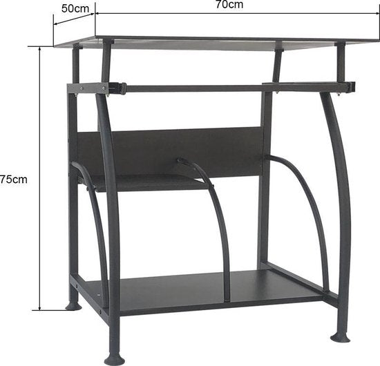 Bureau table ordinateur portable - gain de place - 70 cm x 50 cm - noir