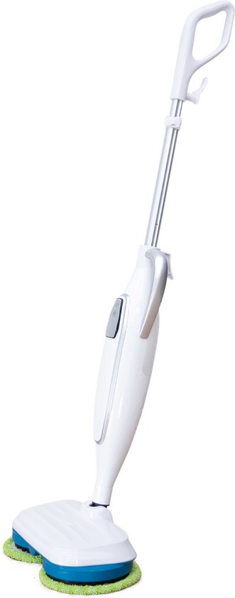 Nettoyeur vapeur Livington Steam Twister avec double tête de nettoyage rotative, nettoie, frotte et fait briller, système de vapeur à 3 niveaux, vapeur à 120 degrés, nettoyeur vapeur à main, blanc