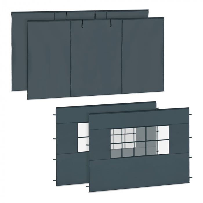 Ensemble de parois latérales VonRoc 3 x 4,5 m pour tente de réception Premium PT805AA - Gris